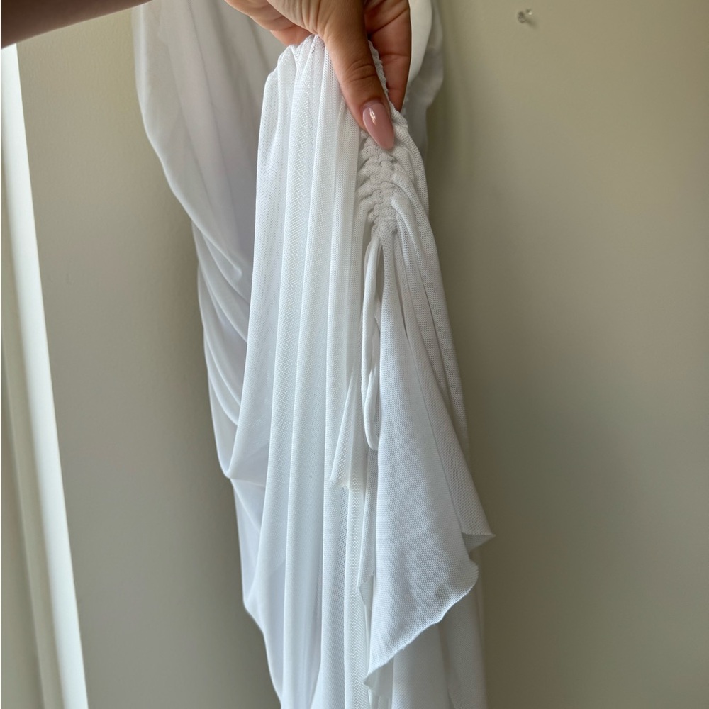 White Fox Ruched Drawstring Mini Dress - Picture 2 of 4